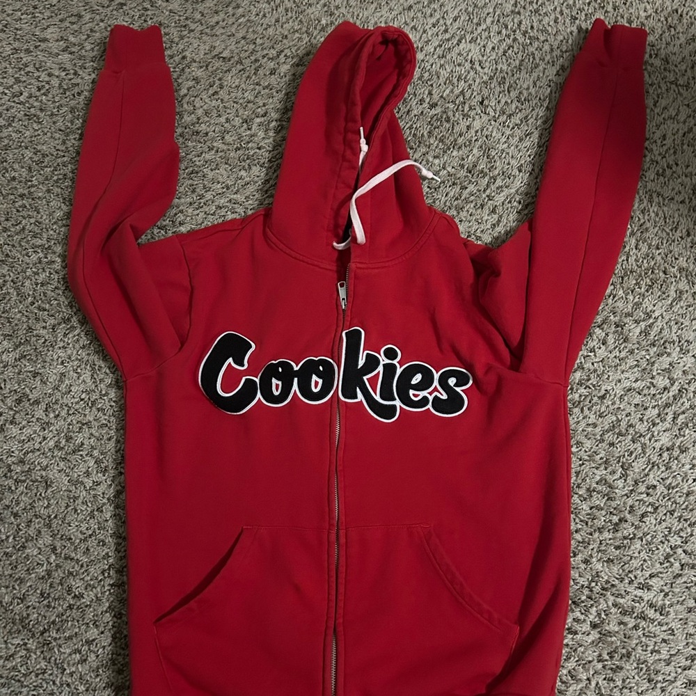 Cookies Red Zip Up Sweater for Men